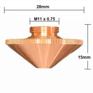Nozzle, Precitec Compatible, D28-15-M11 - 2.5mm (10-pack) - Single - Copper