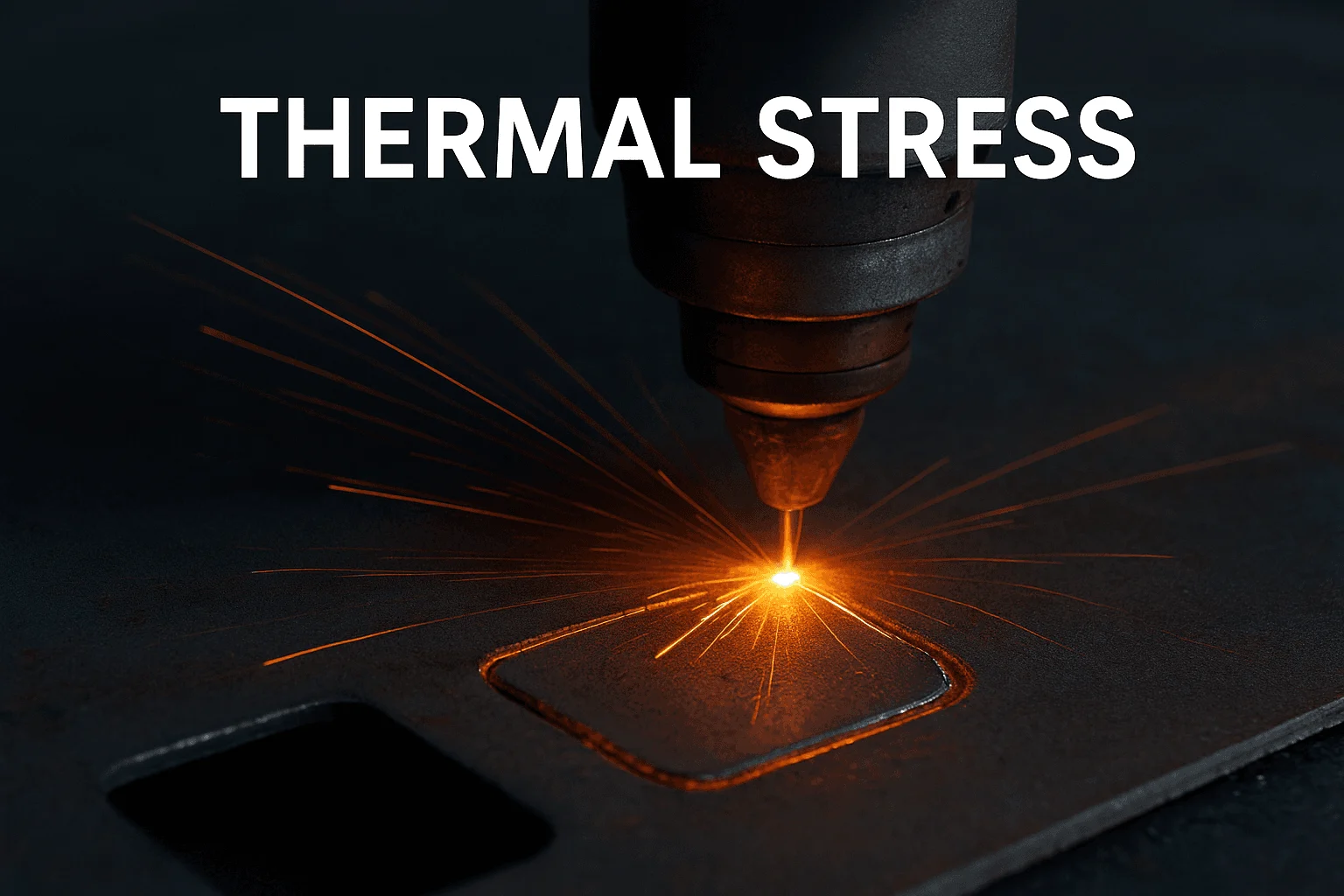 Thermal stress and part distortion on a laser cut metal part