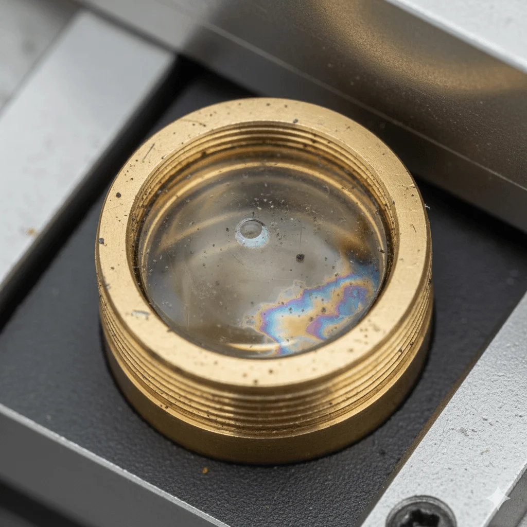 Laser optics maintenance on a fiber laser cutting head lens